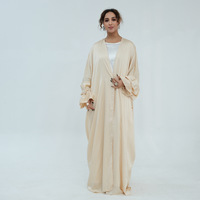 Nouvelle Robe Abaya Élégante en Polyester Longue Grande Taille pour Femme, Style Dubaï Ouvert, Musulmane Islamique, pour l'Aïd et les Mariages, Vente en Gros