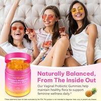 Gummies à l'orme rouge saveur ananas pour adultes, pH équilibré, probiotiques pour femmes, soutien de la santé intestinale, immunité, flore vaginale