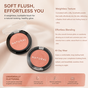 Custom Shimmer Glitter Blush Powder Silky Smooth Fine Blush High Pigment Beauty Blusher Cosmetics Wholesale - Product Image 4