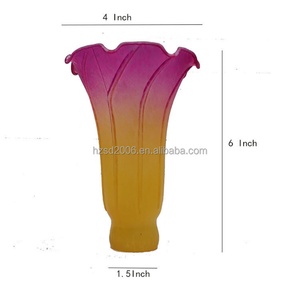 Abat-jour en verre soufflé artisanal européen antique, couleur pêche, motif lys de bassin, hauteur 6 pouces, couvercle de lampe, installation facile - Product Image 5