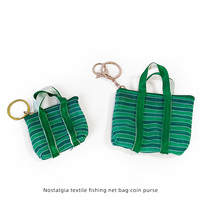 Sacs de courses écologiques résistants à l'eau en filet de pêche vintage avec fermeture éclair, petits sacs à main et porte-clés – Vente en gros