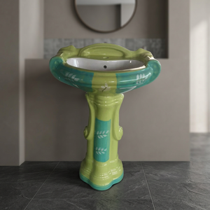 Lavabo de salle de bain en marbre beige Hôtel Maison Lavabos en marbre autoportants Évier sur pied en travertin - Product Image 4