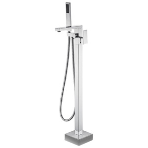 Rubinetto <span class=keywords><strong>per</strong></span> vasca da <span class=keywords><strong>bagno</strong></span> a pavimento Lusa Luxury con maniglia singola, finitura spazzolata, in ceramica, con <span class=keywords><strong>doccetta</strong></span> a pioggia e <span class=keywords><strong>doccetta</strong></span> manuale, <span class=keywords><strong>per</strong></span> uso alberghiero, in ottone, moderno - Product Image 5