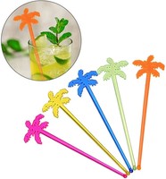 Agitateurs à cocktail et pics de bar en plastique écologique en forme de palmier personnalisés, bâtonnets à mélanger de 18 cm pour les boissons