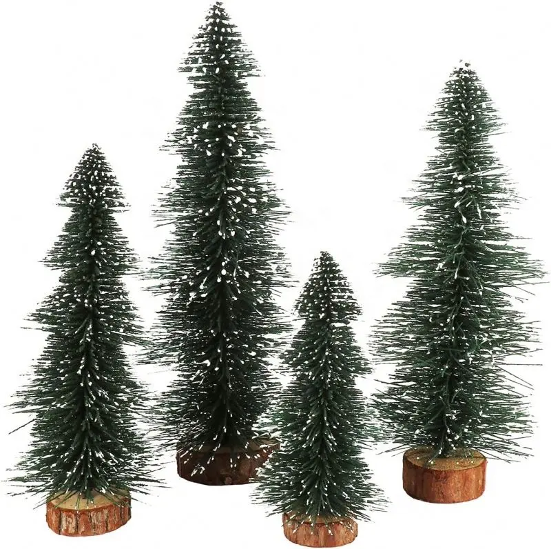 Pincel de mesa Árboles Navidad Vacaciones Mini Árbol de Navidad con bases de madera