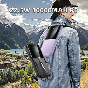 OEM/ODM พาวเวอร์แบงค์แบบพกพาขนาดบางพิเศษ 22.5W PD 10000mAh พร้อมหน้าจอ LED และพอร์ต Type-C พร้อมสายชาร์จเร็ว 2 เส้น - Product Image 2