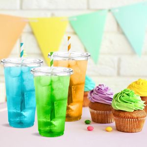 Custom Clear PET <b>Plastic</b> Single Wall Disposable <b>Cups</b> for Juice Beverage Milkshake Bubble Tea Boba Coffee with Lids - Product Image 4