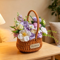 Panier de fleurs en savon doux fait main en amidon de maïs pour la décoration intérieure, cadeaux de la Saint-Valentin et de remise de diplôme pour les enseignants et les amis