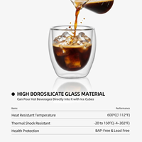 Tasse à expresso en verre à double paroi 75 ml / 2,56 oz, verre à shot isolé en borosilicate pour bar à expresso, barista