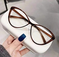 QUEJOEY Nuevas gafas ópticas con montura de ojo de gato para mujer, montura marrón, estilo coreano, gafas con bloqueo de luz azul, ultraligeras
