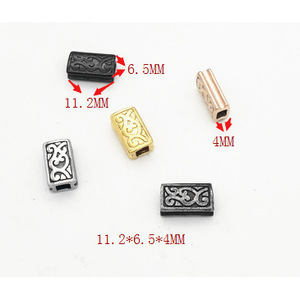 yunnique Stainless Steel Rectangular <b>Spacer</b> Beads 11.2x6.5x4mm Retro Pattern For Bracelet Making DIY Jewelry Accessories - Product Image 1