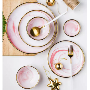LOMATO-platos <span class=keywords><strong>de</strong></span> Navidad con borde dorado <span class=keywords><strong>de</strong></span> mármol, <span class=keywords><strong>vajilla</strong></span> <span class=keywords><strong>de</strong></span> <span class=keywords><strong>porcelana</strong></span>, venta al por mayor - Product Image 6