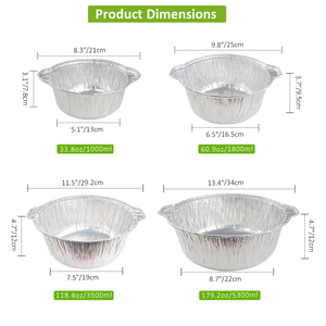 Toptan Tek Kullanımlık Kapaklı Alüminyum Tencere Tek Kullanımlık 5 Litre Yuvarlak Alüminyum Folyo Tava Kamp Yemekleri için Yiyecek Kabı - Product Image 2