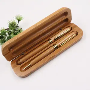 2024 one bamboo ball pen one bamboo roller pen and bamboo case