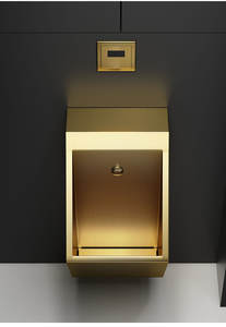 <span class=keywords><strong>Urinoir</strong></span> mural automatique à induction en acier inoxydable 304 doré, luxe léger, pour hôtels - Product Image 3