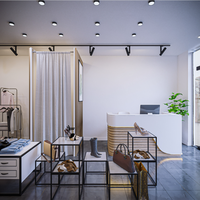 Comptoir de Vêtements en Bois Chic Personnalisé, Mobilier de Magasin pour Boutiques de Vêtements, Présentoir en Marbre, Solution Complète