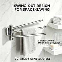 Moderno Ahorrador de Espacio 180 °   Toallero Giratorio de Acero Inoxidable para Montar en la Pared, Barra para Toallas de Baño
