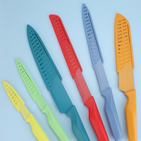 Ensemble de couteaux de cuisine colorés avec gaines lame garde lames en acier inoxydable enduites antiadhésives pour trancher la coupe ensemble de couteaux cadeaux