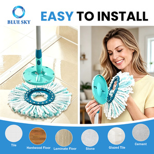 Tête de balai serpillère ronde de rechange pour balai serpillère à disque <span class=keywords><strong>Leifheit</strong></span> Clean Twist M, pièces de rechange pour serpillère microfibre à 2 fibres, personnalisation disponible - Product Image 6