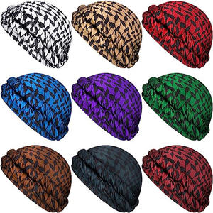 Etiqueta personalizada Logo Sublimación Satén Forrado Pre-atado Halo Twisted Band Hombres Turbante Durag Head Wrap para Hombres Mujeres - Product Image 2