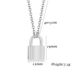 Grabado 18K chapado en oro cadenas hombres cerradura gargantilla <span class=keywords><strong>candado</strong></span> <span class=keywords><strong>collar</strong></span> dar mujeres joyería regalos - Product Image 2