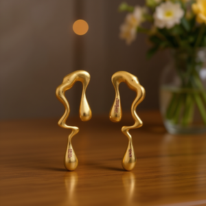 Golden Metal Modern <b>Fashion</b> <b>Drop</b> <b>Earrings</b> For Women Statement Jewelry Accessory - Product Image 2