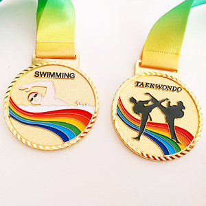 Medalla Redonda de Oro Personalizada de Alta Calidad con Placa de Metal Esmaltada en 3D Adornada con Cinta con Técnicas de Grabado e Impresión - Product Image 3