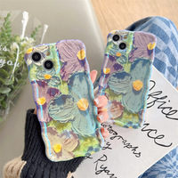 Coque de téléphone pour iPhone 16 étuis mobiles rétro peinture à l'huile Blue Ray fleurs antichoc Silicone couverture livraison directe produits 2024