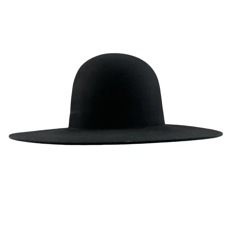 New trend black color 100% australian wool Wide Brim Blocked open crown hat