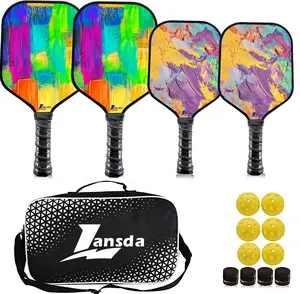 Lansda Sport Custom Honeycomb Hard Case Schläger Pickle ball Paddel 4er-Sets mit Tasche 4 Bälle und Zubehör