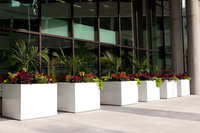 Meubles de rue urbains d'extérieur, pots à fleurs carrés extra larges en acier, jardin extérieur, parc, bac à plantes en métal, pot de fleurs d'extérieur