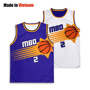 Maillots de basket-ball unisexes réversibles respirants à séchage rapide de haute qualité 100% polyester personnalisés Sublimés Blanc Bleu Imprimés - Product Image 1