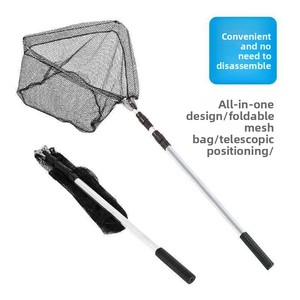 Grande épuisette télescopique triangulaire <span class=keywords><strong>automatique</strong></span> en alliage d'aluminium blanc, pliable, de 1,1 m à 2,1 m - Product Image 4