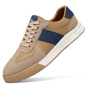 Chaussures de marche rétro pour hommes, bout rond, en cuir de vachette, doublure en maille respirante, semelle extérieure en caoutchouc, couleur unie - Product Image 5