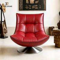 Fauteuil paresseux en cuir moderne en forme de coquille d'œuf, rotatif, fait main, utilisable pour se coucher et dormir, pour l'extérieur et la chambre