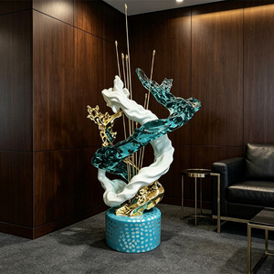 Escultura de Resina Transparente con Diseño de Olas de Agua, Estilo Moderno y Ecológico, Personalizable, para Decoración de Pisos en Hoteles y Oficinas - Product Image 4