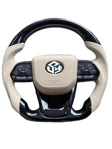 Volant en fibre de carbone de style <span class=keywords><strong>GR</strong></span> Upgrade300 pour Toyota LAND CRUISER 200 LC200 FJ200, volant à boutons noirs, 2008-2021 - Product Image 5