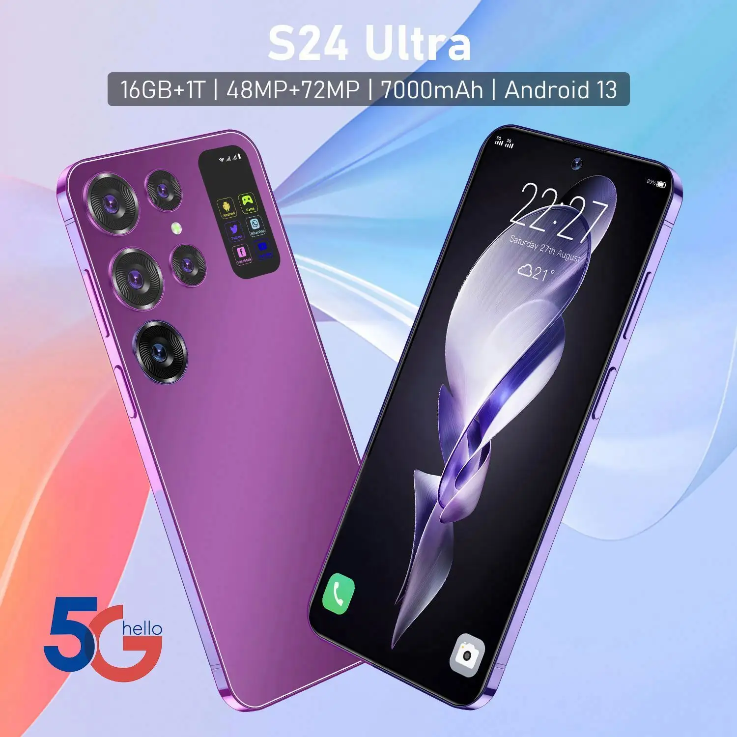 S24 + ULTRA asli 6.7 inci 16GB + 1TB 48MP + 108MP Android 12.0 ponsel Gaming ponsel pintar 5G