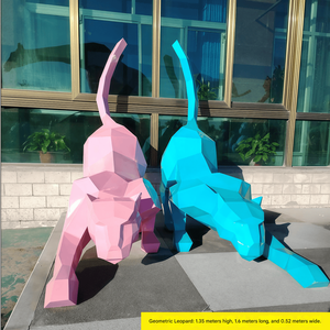 Grande sculpture géométrique d'animal en acier inoxydable, sculpture abstraite de chimpanzé en acier inoxydable à vendre - Product Image 3