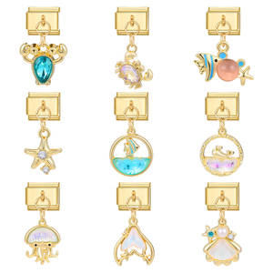 DIY Accessories Handmade Italian Modular Charms 18K Gold Plated Elastic Stainless Steel <b>Bracelets</b> Fashion Jewelry CUNYAN Unisex - Product Image 1