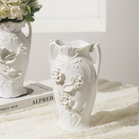 Vase en céramique fait à la main chinois ornements de Table de chevet en relief Arrangement de fleurs pincées décor à la maison Vase à fleurs