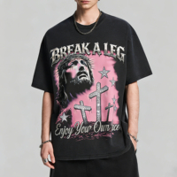 T-shirt imprimé de haute qualité à épaules tombantes et coupe courte, en coton épais délavé à l'acide, personnalisé, grandes tailles pour hommes