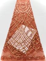 Vente flash : Tissu de dentelle brodée en maille à sequins perlés, 100 % polyester, écologique, de luxe, pour robe de mariée