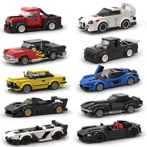 Modelo de coche de juguete para niños al por mayor coche deportivo de carreras pequeña partícula ladrillos de plástico DIY bloque de construcción MOC rompecabezas tecnología juguete