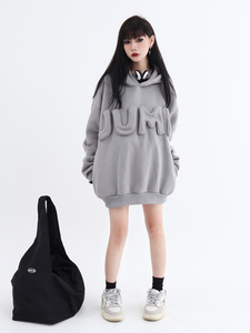 YHH-057 Factory <span class=keywords><strong>Trader</strong></span> Y2K Sweat-shirt unisexe gris à broderie tridimensionnelle surdimensionné - Product Image 4