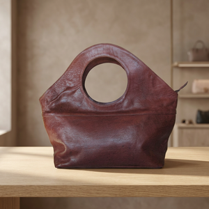 Genuine Leather Tote Bag Soft Handle Simple Style Dark Brown - Product Image 4