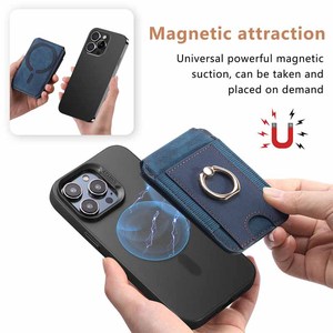Nam châm mạnh mẽ PU chủ thẻ Wallet Trường hợp với RFID Tính năng magsaf iPhone 12-15 tương thích mở đóng cửa Vòng chủ điện thoại Bìa - Product Image 6