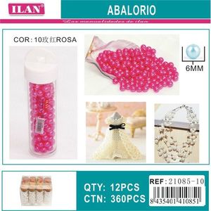 Perline Ilan Abalorio da 6 mm rosa per la creazione di gioielli, 12 pezzi per tubo - Product Image 3