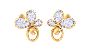 Pendiente Top Diseño único Oro amarillo de 18 quilates Corte redondo Diamante cultivado en laboratorio Pendientes de tuerca en forma de triángulo de moda para regalos de fiesta - Product Image 2