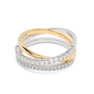 Bague SPJ en argent sterling 925, best-seller, avec trois bandes croisées, zirconiums 5A étincelants, anti-ternissement, pour femme - Product Image 1